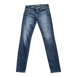 BIG STAR Womens Size 27 Low Rise Alex Skinny Embroidered Blue Jeans 29.5" Inseam